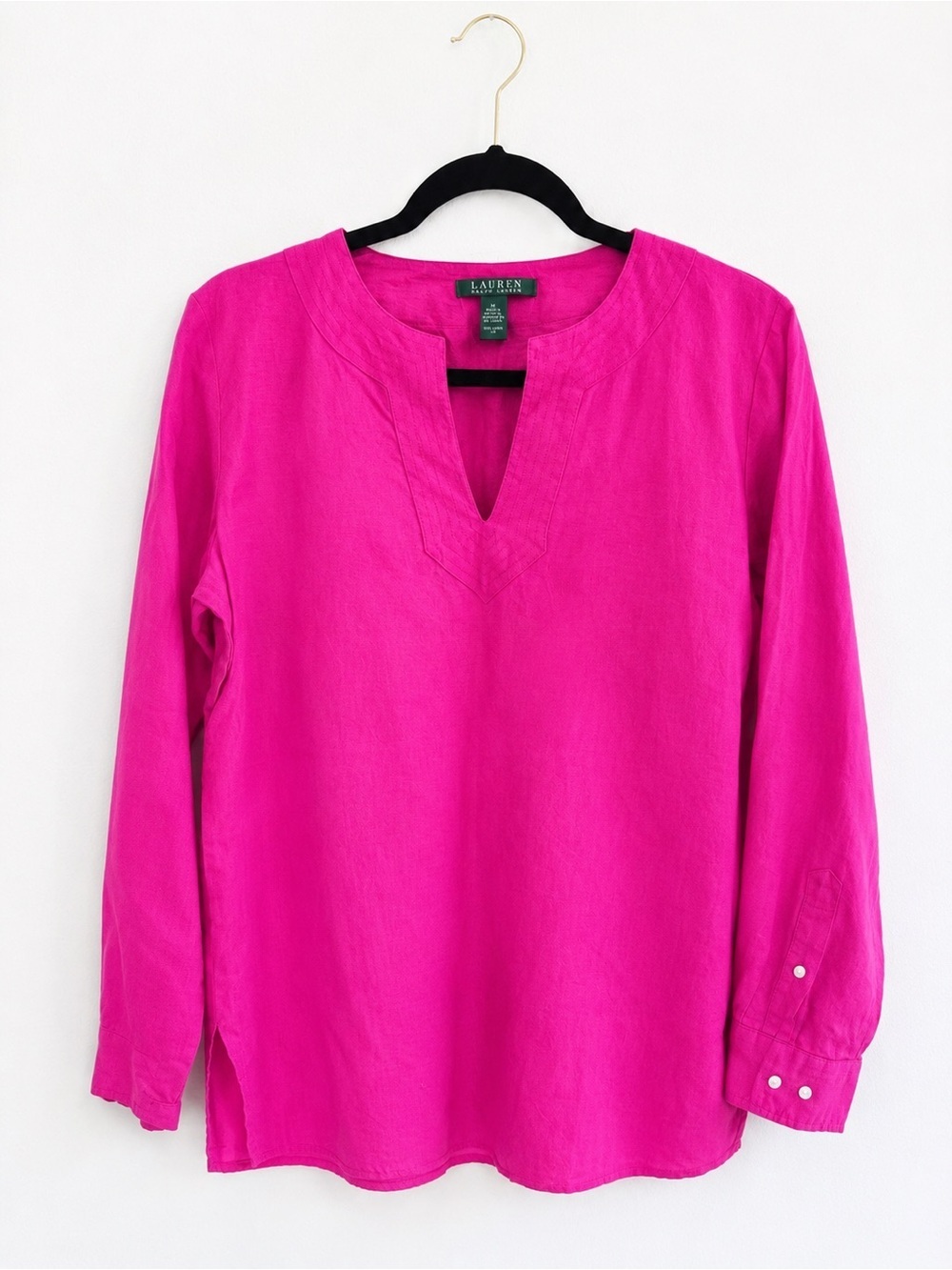 Lauren Ralph Lauren Pink Linen Tunic Top Medium Resort Coastal Boho